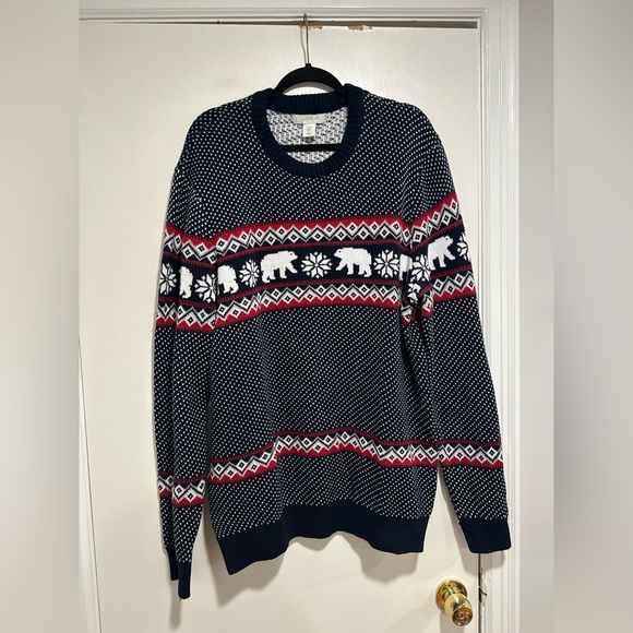 NWOT Aspen Sweater XL Dark Blue Fair Isle Polar Bear snowflake Pullover Sweater - Picture 2 of 11
